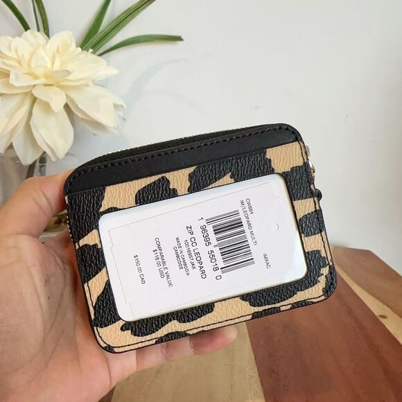 NWT Coach Zip Card Case With Leopard Print - Picture 3 of 6